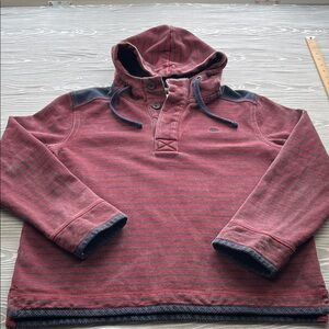 Fat Face Sweatshirt Mens Medium Iconic Airlie 1/4 Button Hoodie Heavy Red.